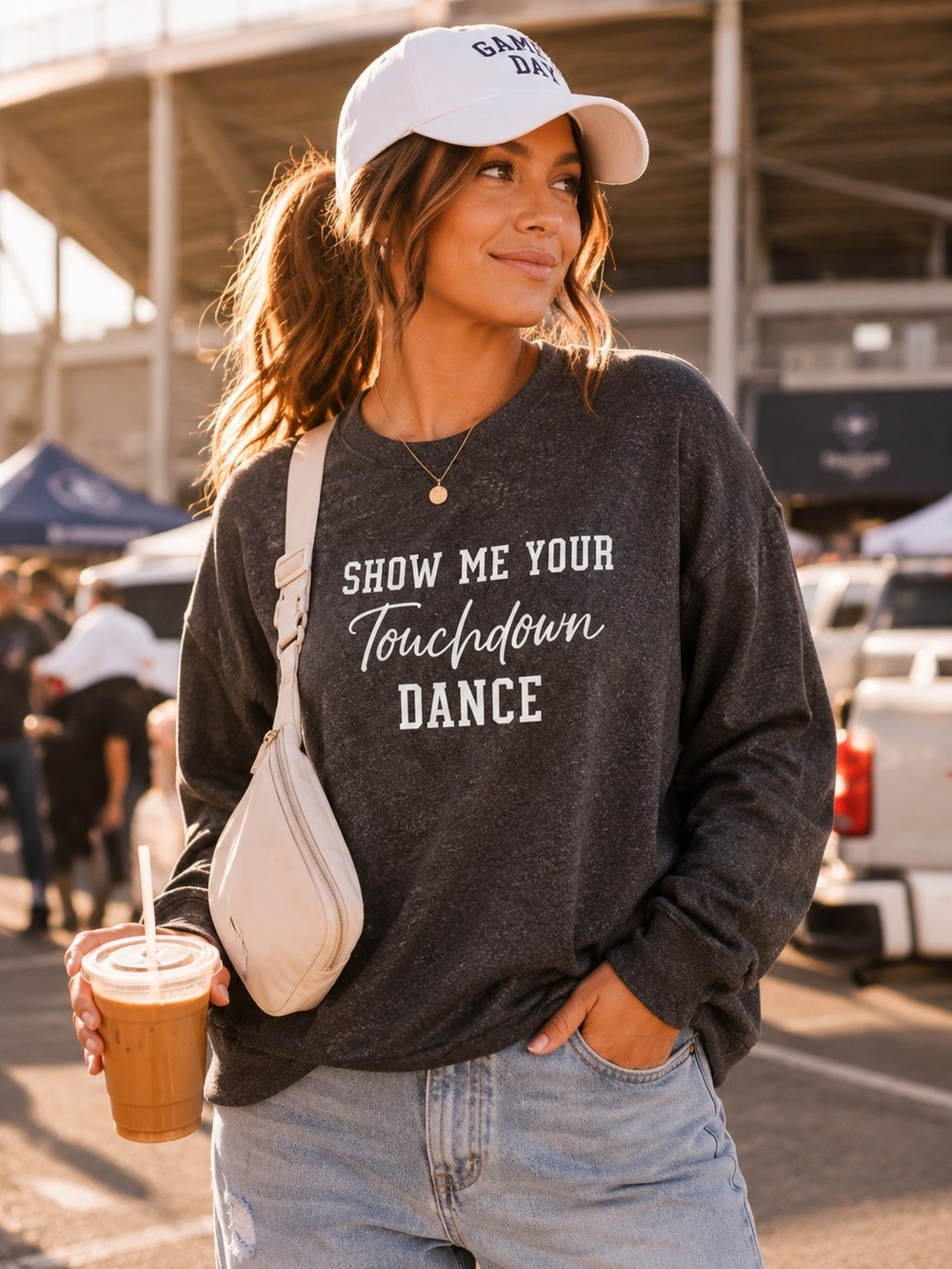 Maurices Show Me Your Touchdown Dance Sweatshirt Large Gray Football Graphic